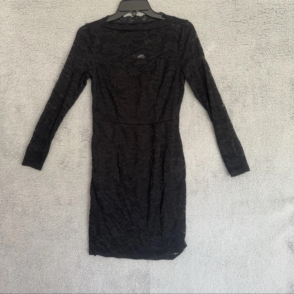 Allegra K Lace Boat Neck Long Sleeve Cocktail Bodycon Pencil Dress